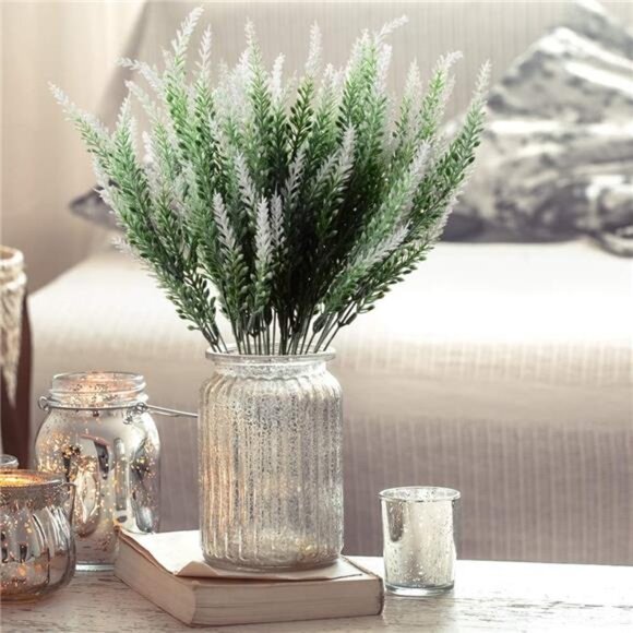 Flowers 6 Bundles Lavender Bouquet for Wedding Home Office Decoration - White - Picture 2 of 8